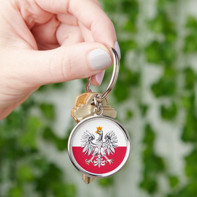 Polish flag & Eagle, Poland holiday, travel/sports Key Ring (Hand)