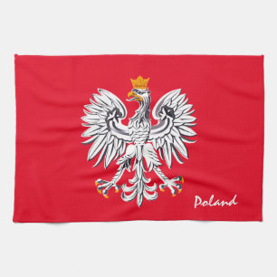 Polish flag & Eagle, Poland home fashion /sports Tea Towel
