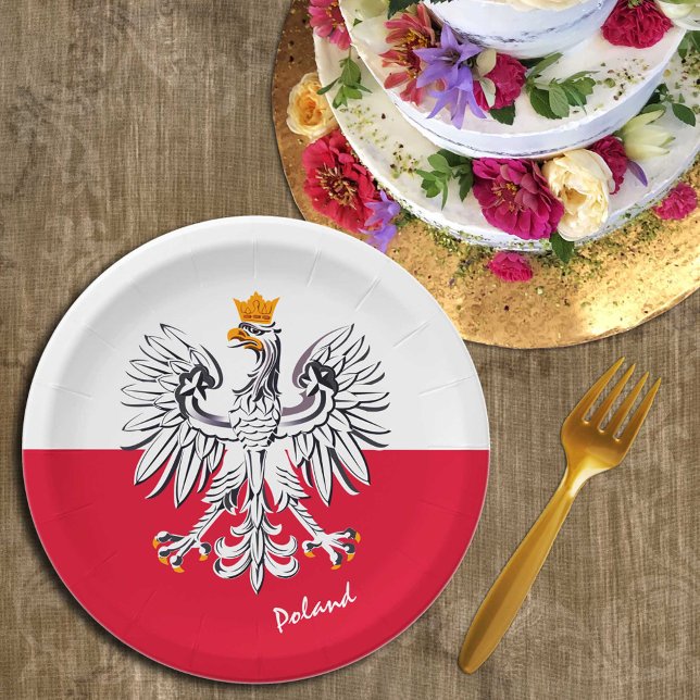 Polish flag & Eagle, Poland party patriots /sports Paper Plate (Creator Uploaded)