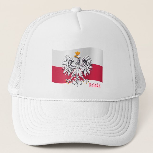 Polish flag & Eagle, Poland - Polska /sports fans Trucker Hat (Front)