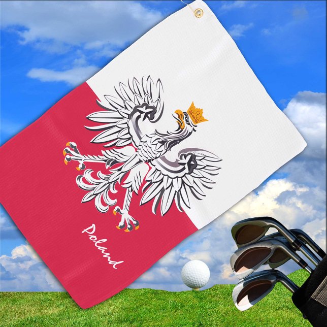 Polish Flag & Eagle, Poland travel, holiday /sport Golf Towel (Creator Uploaded)