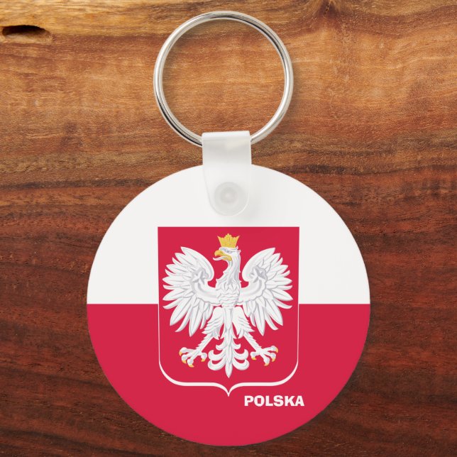 Polish flag, emblem & Poland holiday / sports Key Ring (Front)