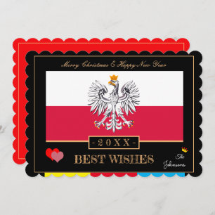 Polish Flag & Happy New Year/Best Wishes Poland Holiday Card