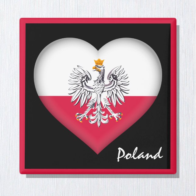 Polish flag & Heart Poland holiday, travel /sports Magnet (Creator Uploaded)