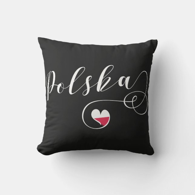 Polish Flag Heart, Poland Polska Cushion (Front)