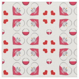 Polish Flag & Poland Heart fashion Fabric