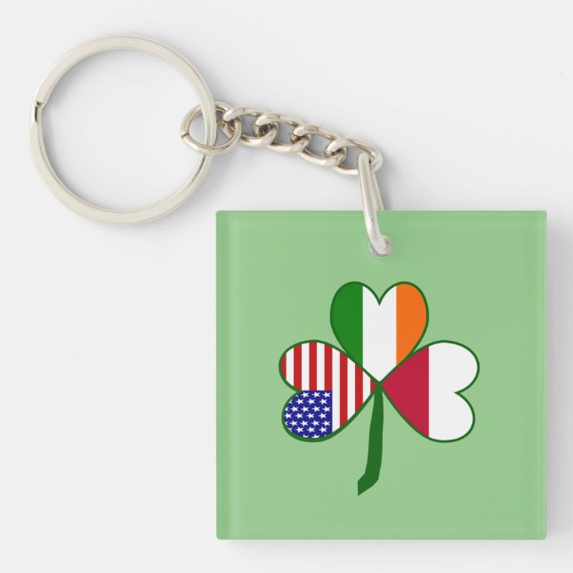 Polish Flag Shamrock Key Ring (Front)