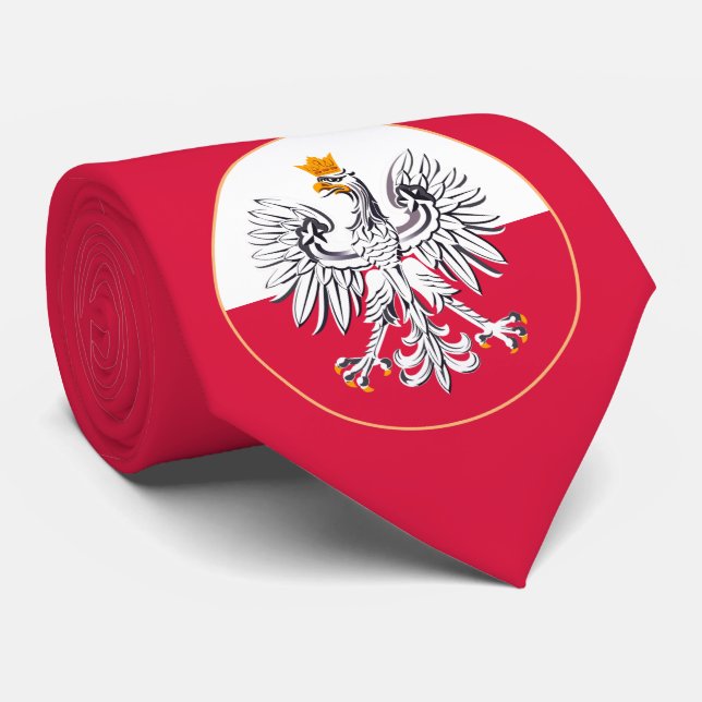 Polish Flag with Eagle, Poland business Neck Tie (Rolled)