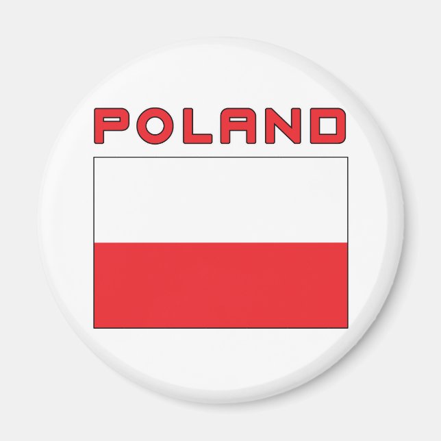 Polish Flag With Poland Magnet (Front)