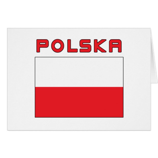 Polish Flag With Polska (Front Horizontal)