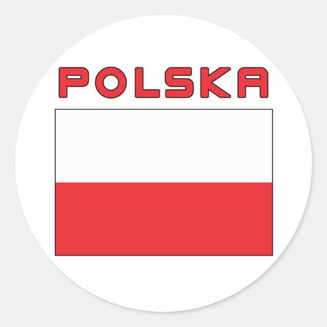 Polish Flag With Polska Classic Round Sticker (Front)