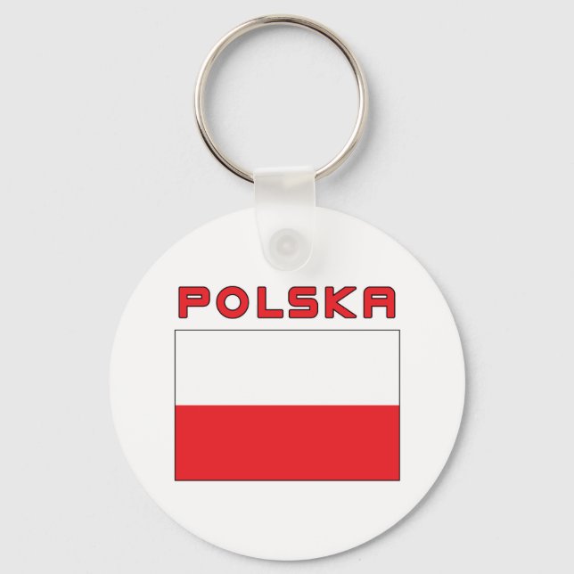 Polish Flag With Polska Key Ring (Front)