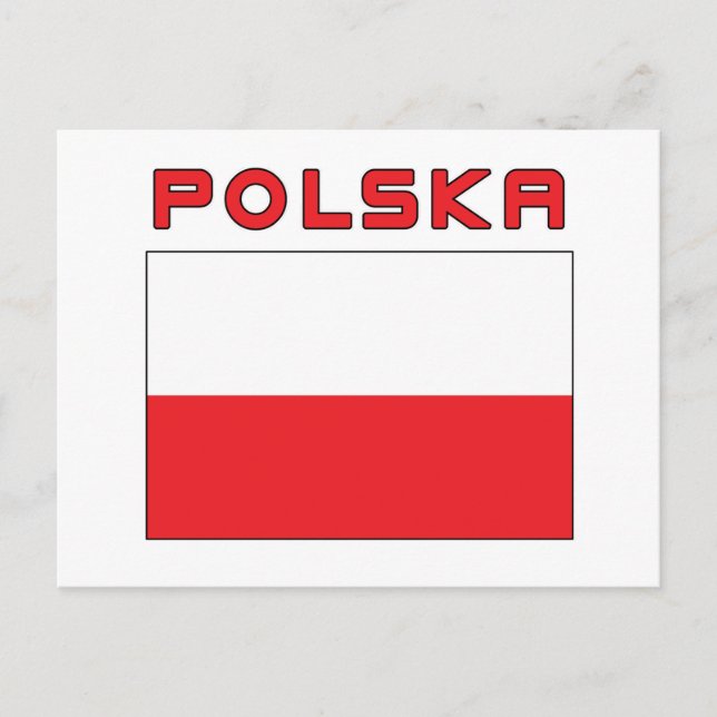 Polish Flag With Polska Postcard (Front)