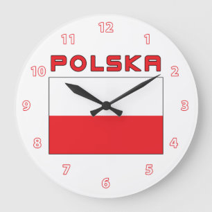 Polish Flag With Polska Wall Clock