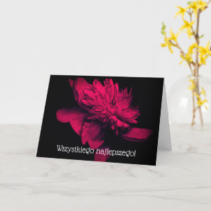 Polish Floral Birthday Card Red Dahlia