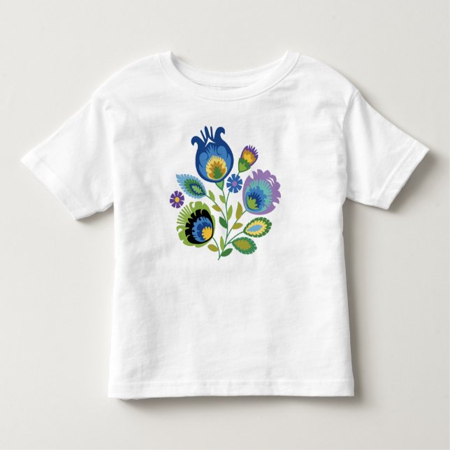 Polish Floral Dark Blue Papercut Design Toddler T-Shirt (Front)
