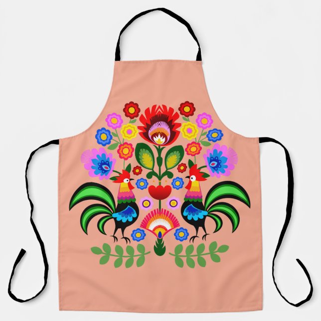Polish folk art - floral embroidery pattern apron (Front)