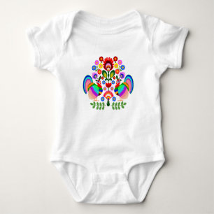 Polish folk art - floral embroidery pattern baby bodysuit