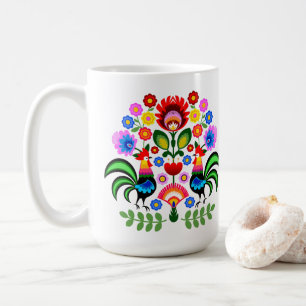 Polish folk art - floral embroidery pattern coffee mug