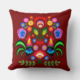 Polish folk art - floral embroidery pattern cushion