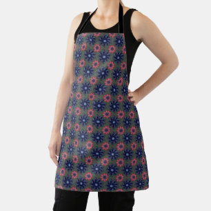 Polish Folk Art Inspired Blue and Red on Green Apron