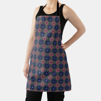 Polish Folk Art Inspired Blue and Red on Green Apron