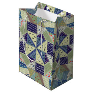 Polish Folk Art-Patchwork Quilt-Hand-Sewn Look Medium Gift Bag