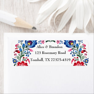 Polish Folk Art Polska Floral Wedding Return Address Label