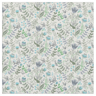 Polish Folk Art Whimsical Flower Pattern Fabric