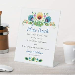 Polish Folk Flowers Lavender and Yellow Pedestal Sign