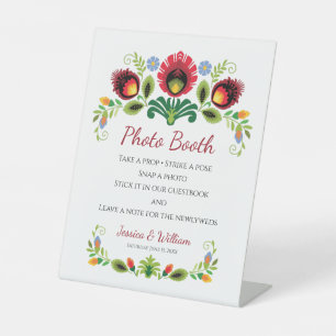 Polish Folk Flowers Red Pedestal Sign