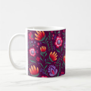 Polish Folk Flowers Wycinanki Pink Coffee Mug