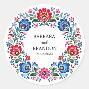 Polish Folk Polska Floral Traditional Vintage Classic Round Sticker