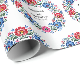 Polish Folk Polska Floral Traditional Vintage  Wrapping Paper