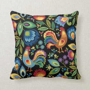Polish Folk Roosters Cushion