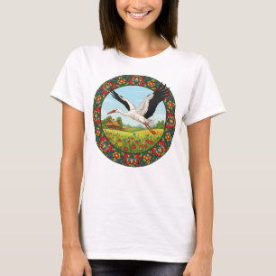 Polish Folk Stork Wycinanki T-Shirt