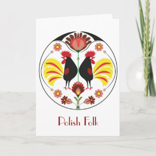 Polish Folk With Decorative Rooster, Greeting Card