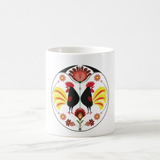 Polish Folk With Decorative Roosters, Mug (Center)