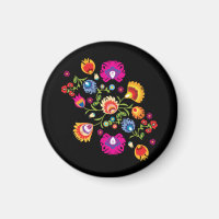 Polish folklore with pink flowers