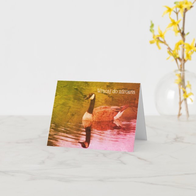 Polish Get Well Wildlife Art Customisable Card (Yellow Flower)