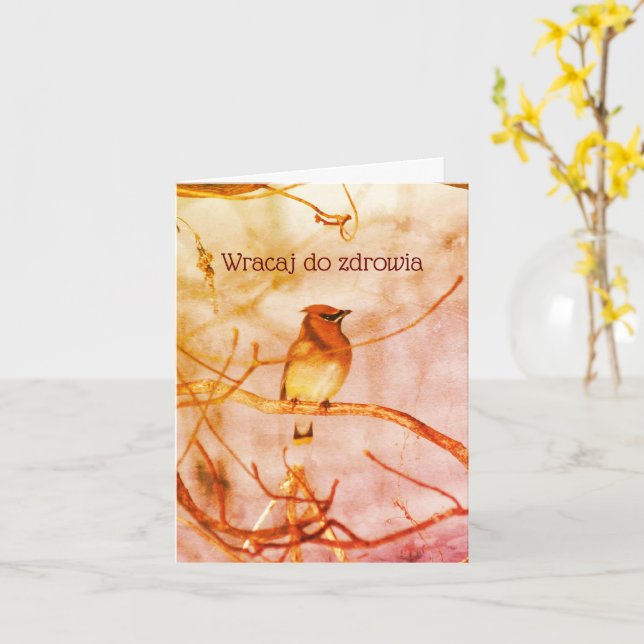 Polish Get Well Wildlife Nature Personalised Card (Yellow Flower)