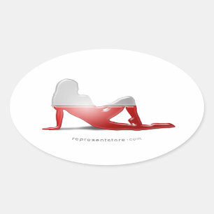 Polish Girl Silhouette Flag Oval Sticker