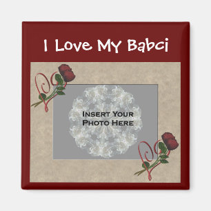 Polish Grandmother Love Babci Roses Hearts Photo Magnet