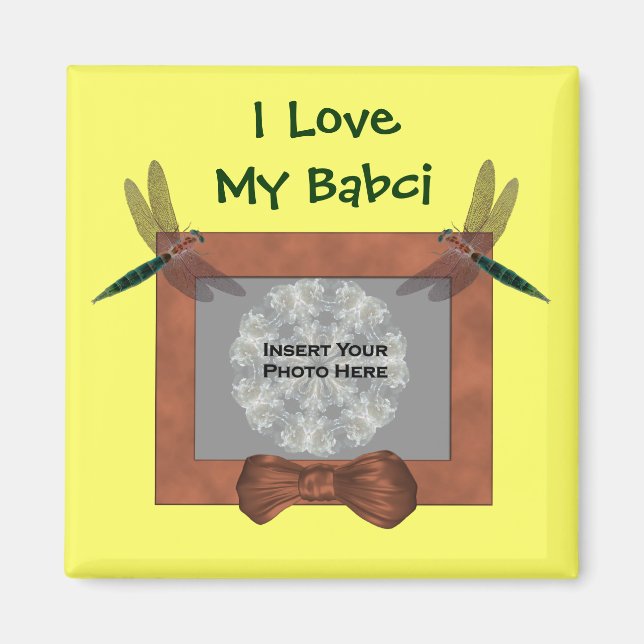 Polish Grandmother Love My Babci Dragonfly Photo Magnet (Front)