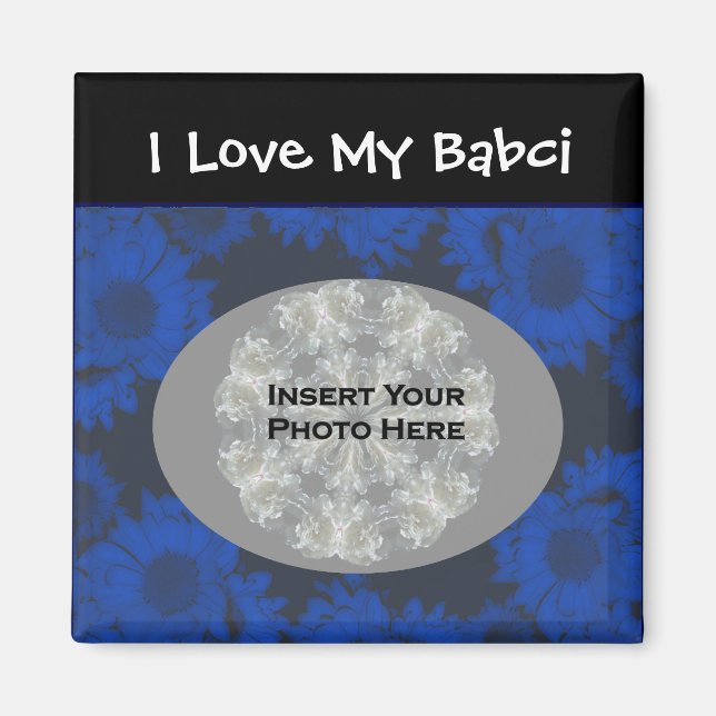 Polish Grandmother Love My Babci Floral Photo Magnet (Front)