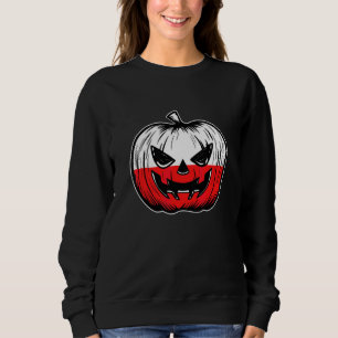 Polish Halloween Poland Flag Pumpkin Red And White Sweatshirt