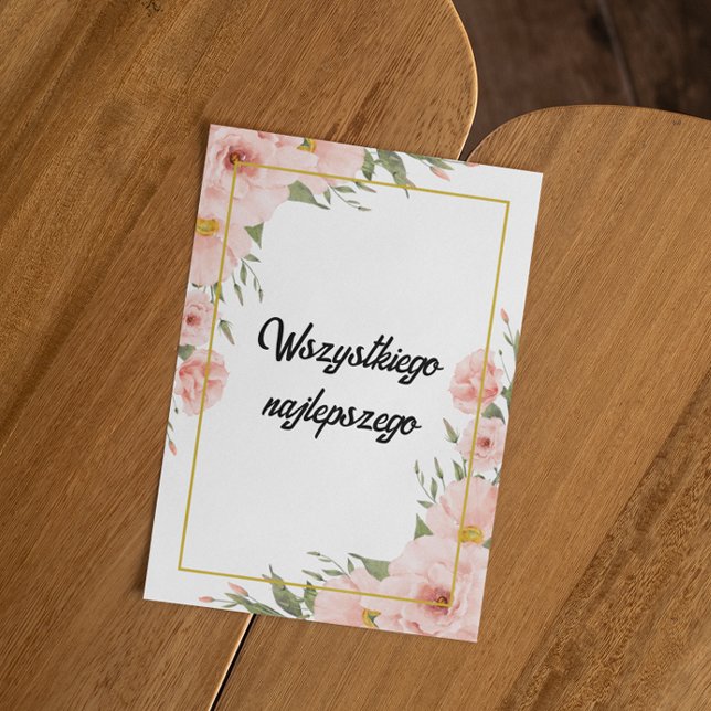 Polish Happy Birthday Wszystkiego najlepszego Card (polish birthday floral birthday)