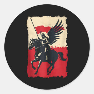 Polish Hussar Armor Warrior Polska Heritage Power  Classic Round Sticker