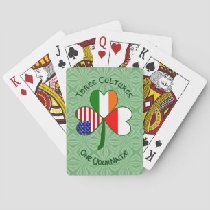 Polish Irish American Flags Shamrock Personalised Playing Cards