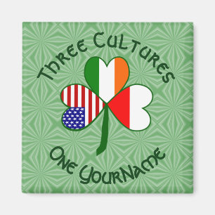 Polish Irish American Flags Shamrock Your Name Magnet